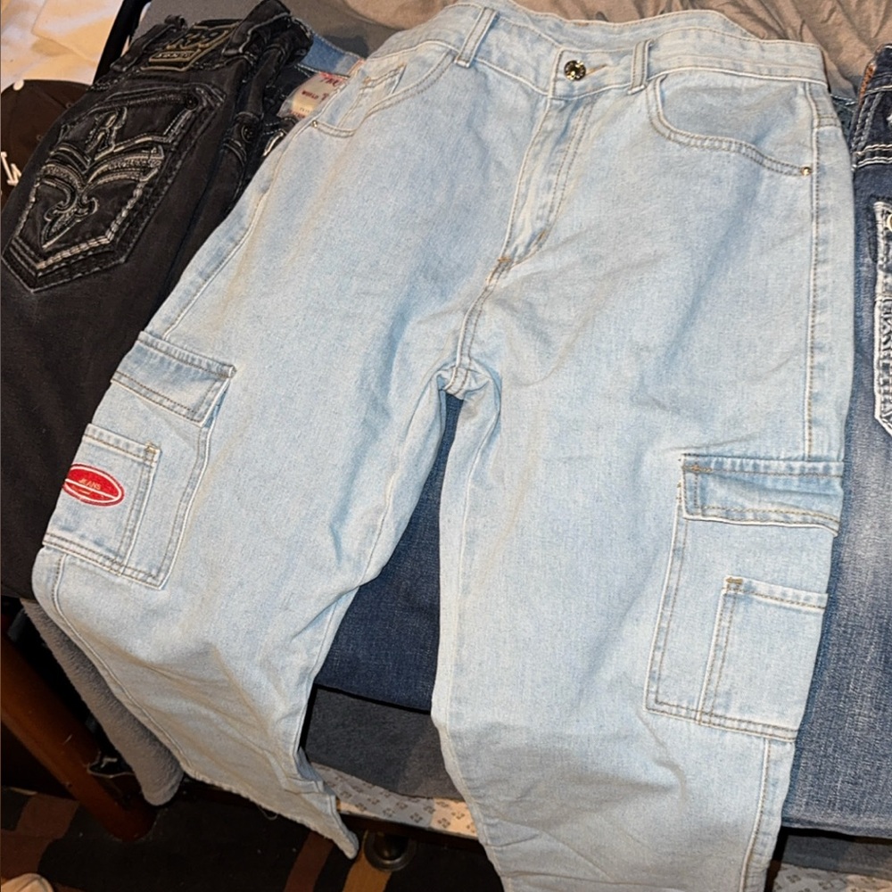 Demin Cargo Pants